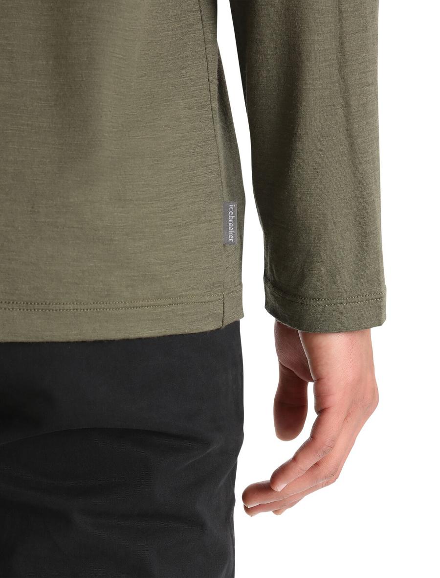 Loden Men's Icebreaker Merino Granary Pocket T-Shirt Long Sleeve | USA 1238MQZA